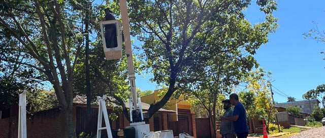 Avanzan los trabajos de iluminación en la calle Laurel de Puerto Esperanza