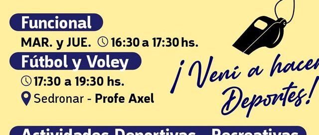 Eldorado invita a participar de actividades deportivas y recreativas en el Sedronar y el Playón 20 de Junio