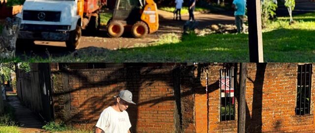 Realizan operativo de limpieza y retiro de residuos en el bulevar del barrio Las Leñas en Puerto Iguazú